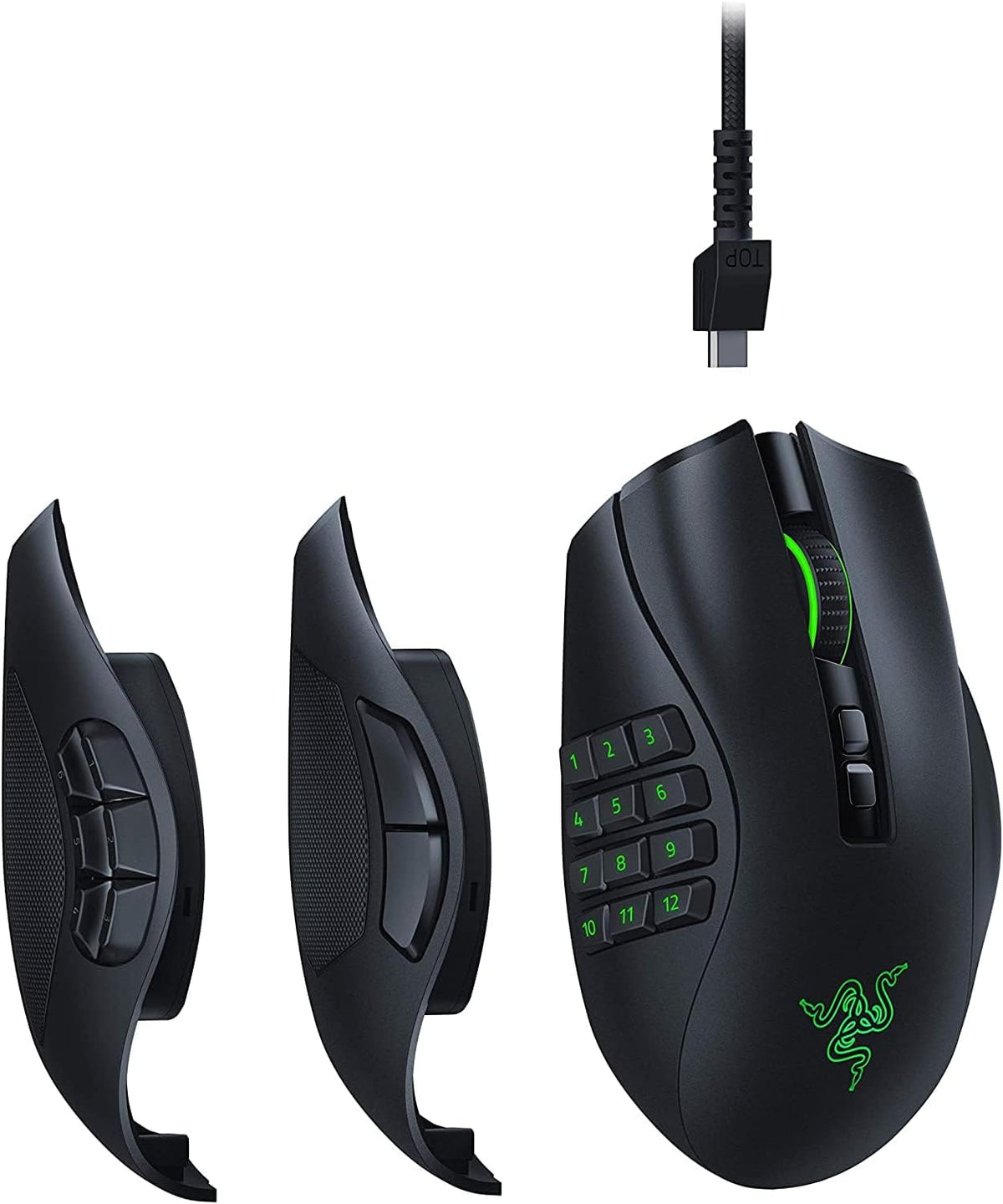 Razer Naga Pro - Modular Wireless Gaming Mouse with Interchangeable Side Panels (19 + 1 Programmable Buttons, Optical Mouse Switch, 20K DPI Focus+ Optical Sensor, 3 Swappable Side Plates) Black