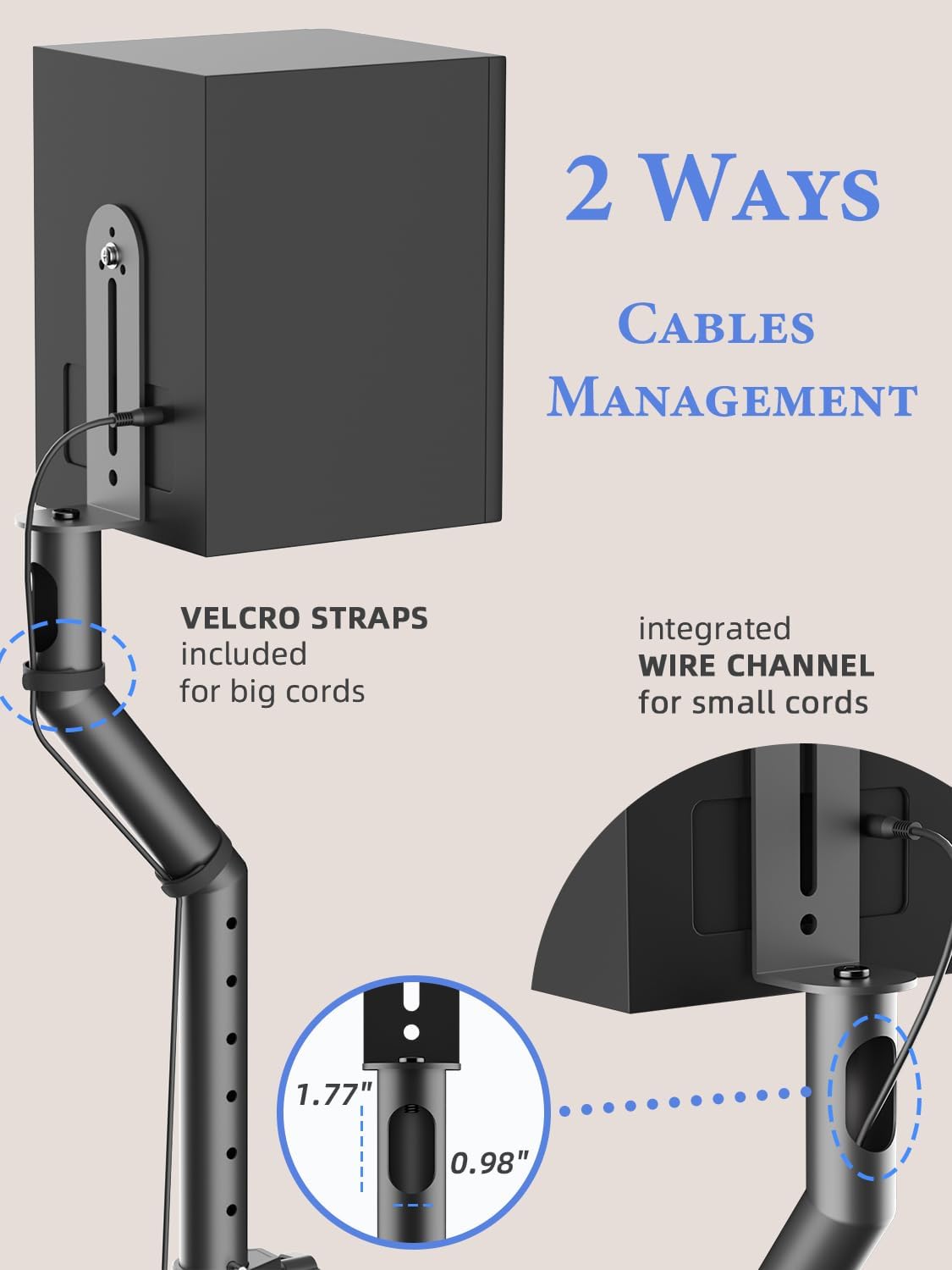 suptek Universal Speaker Stands Pair for Surround Sound - Floor Speaker Stand for Satellite & Bookshelf Speakers and Studio Monitors up to 22lbs, 26.38-32.3” Height Adjustment, 1 Pair Black, SFM003
