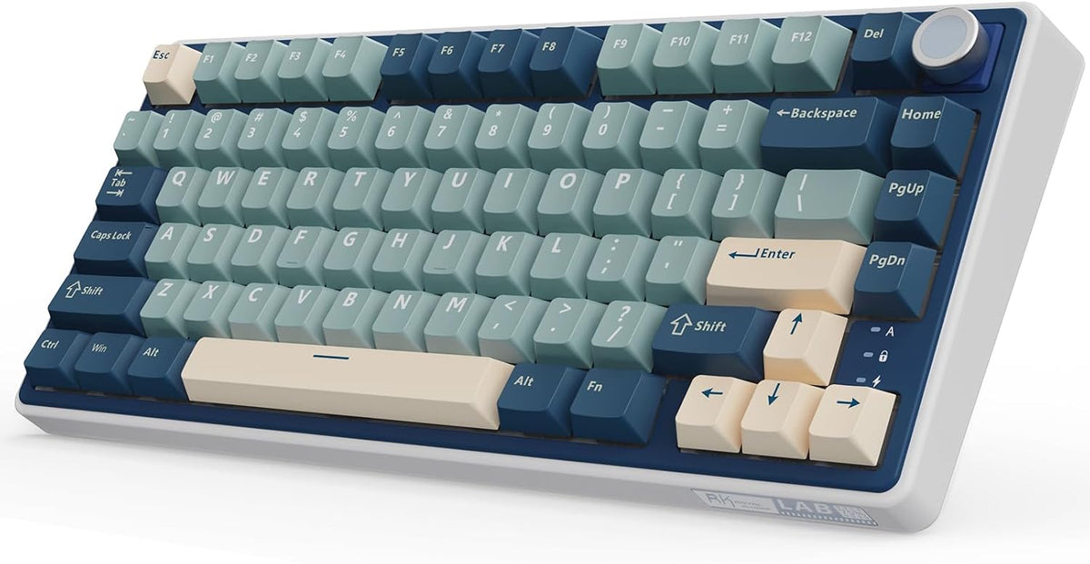 RK ROYAL KLUDGE R75 Wireless Mechanical Keyboard, 75% Percent Custom Gaming Keyboard Gasket Mount RGB Backlit with Knob & PBT Keycaps, BT5.1/2.4GHz/USB-C, Hot Swappable Cream Switch