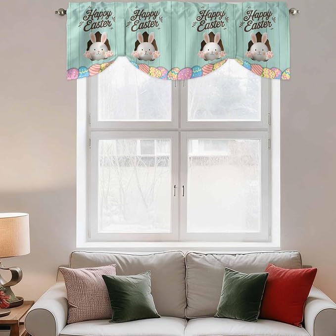 Green Easter Tie Up Valance Curtains