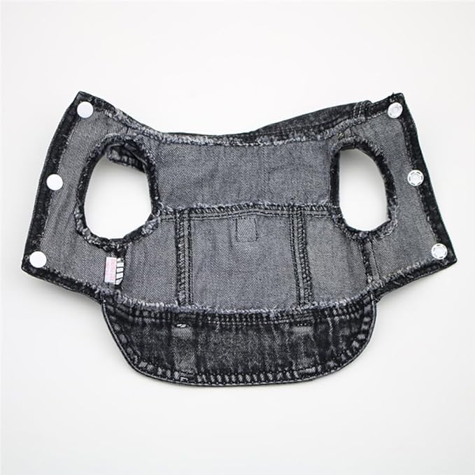 Puppy Clothes for Small Dogs Boy,Classic Western Denim Dog Coat,Dog Jeans Jacket with Leash D-Ring,Pet Cat Costumes,Cooling Harness Vest for Walking (Black, X-Large)
