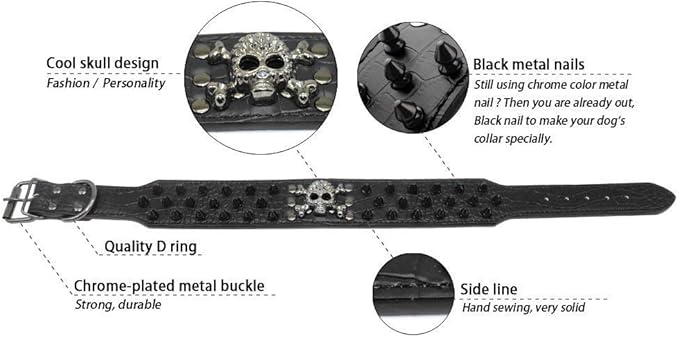 Serijoars Spiked Studded Dog Collar, PU Leather Dog Collar, Adjustable Pet Collars for Medium or Large Breed Pet (XL, Red2)