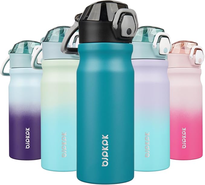 BJPKPK 18 oz Water Bottle with Straw & Handle, Insulated Stainless Flask | Leak