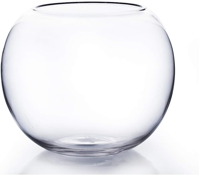WGV Bowl Glass Vase, Diameter 8", Height 6.5", Open Width 3.75", (Multiple Sizes Choices) Clear Bubble Planter Terrarium Fish Bowl for Wedding Event Home Decor, 1 Piece (VBW0008)