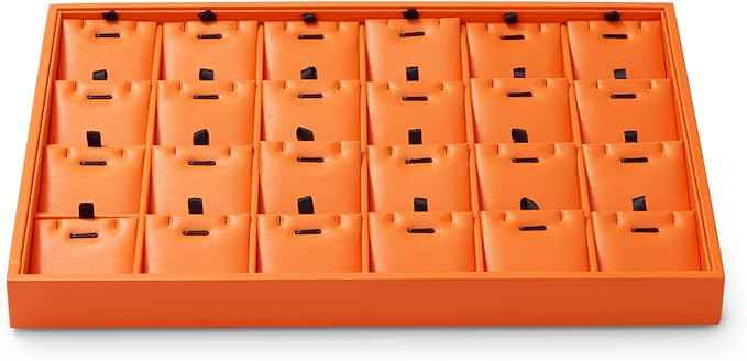 Oirlv Luxury Leather Jewelry Display Tray 24 Grid Jewelry Organizer Tray