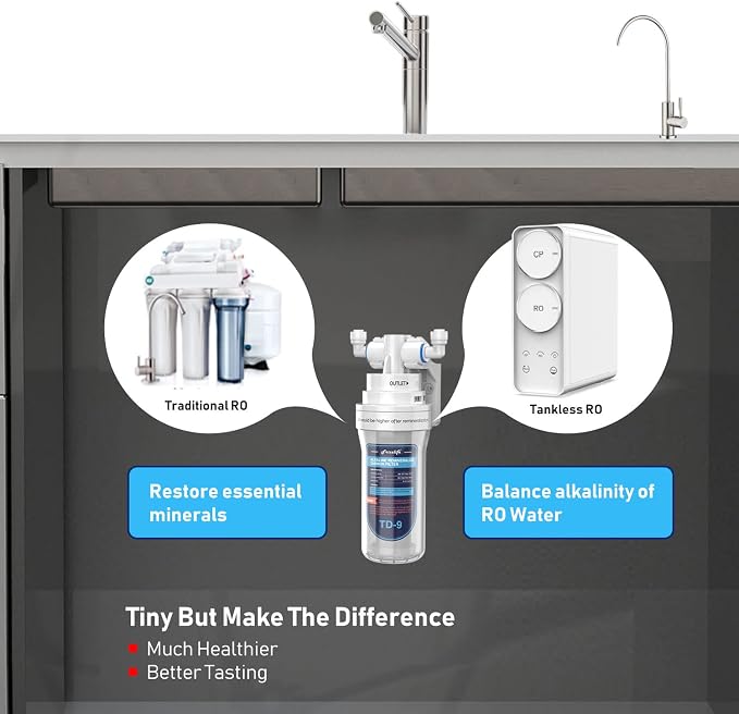 Frizzlife TD-9 Alkaline Remineralization Under Sink Inline Water Filter