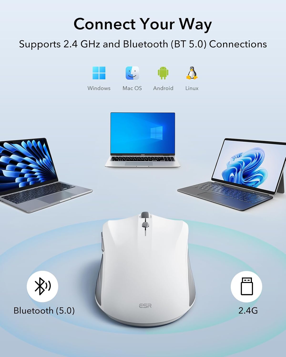 ESR MagMouse Snap-to-Carry Bluetooth Mouse, Wireless Mouse for Laptop