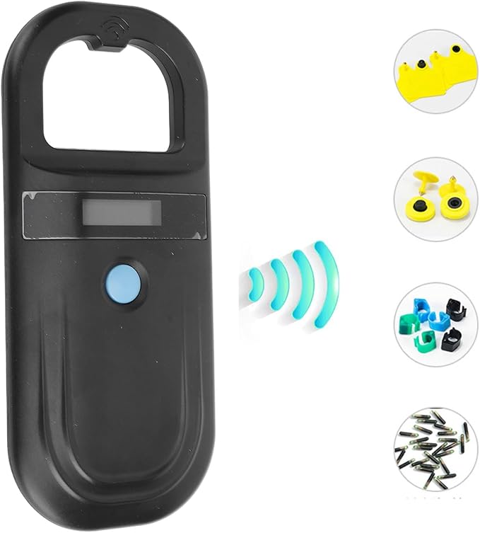 Diydeg Pet Microchip Scanner, Rechargeable EMID FDX B Portable Pet Chip Scanner with OLED Display, 134.2KHz, 128 Sets of Data, Microchip for Animal, Pigs, Dogs, Cats (Black)
