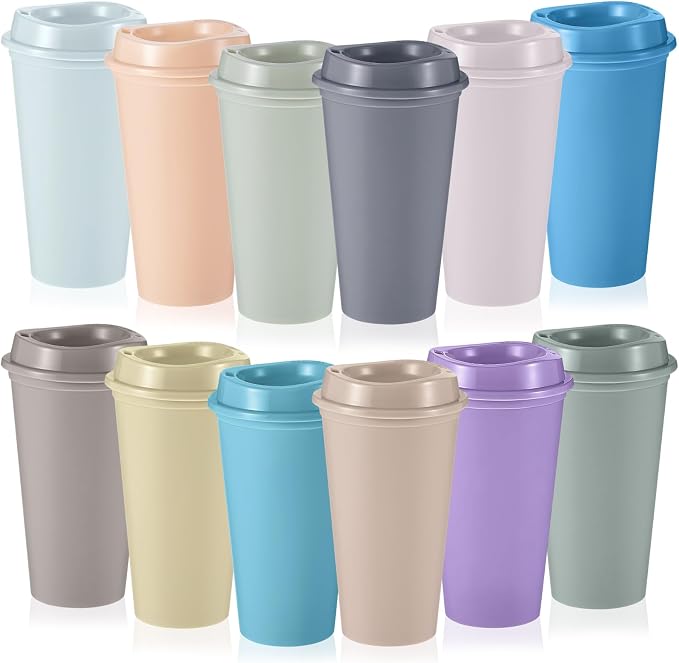 FillTouch 12 Pcs 16 oz Reusable Coffee Cups