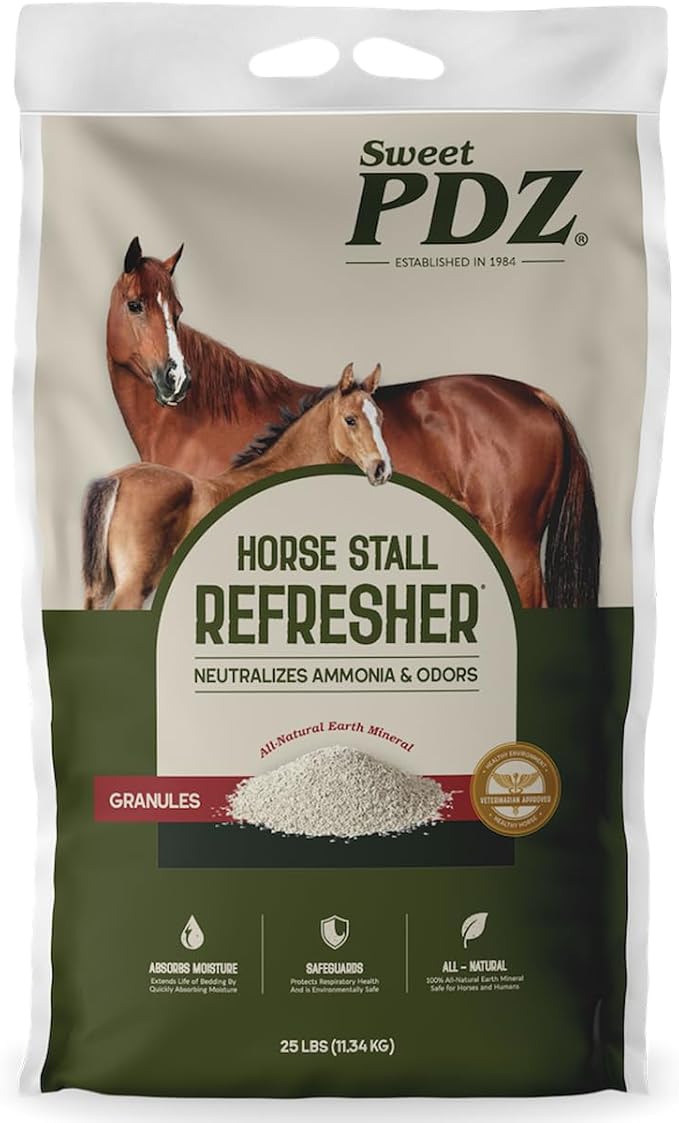Horse Stall Refresher Granules, Stall Refresher Odor Eliminator, Barn Stall Deodorizer, 25 lbs