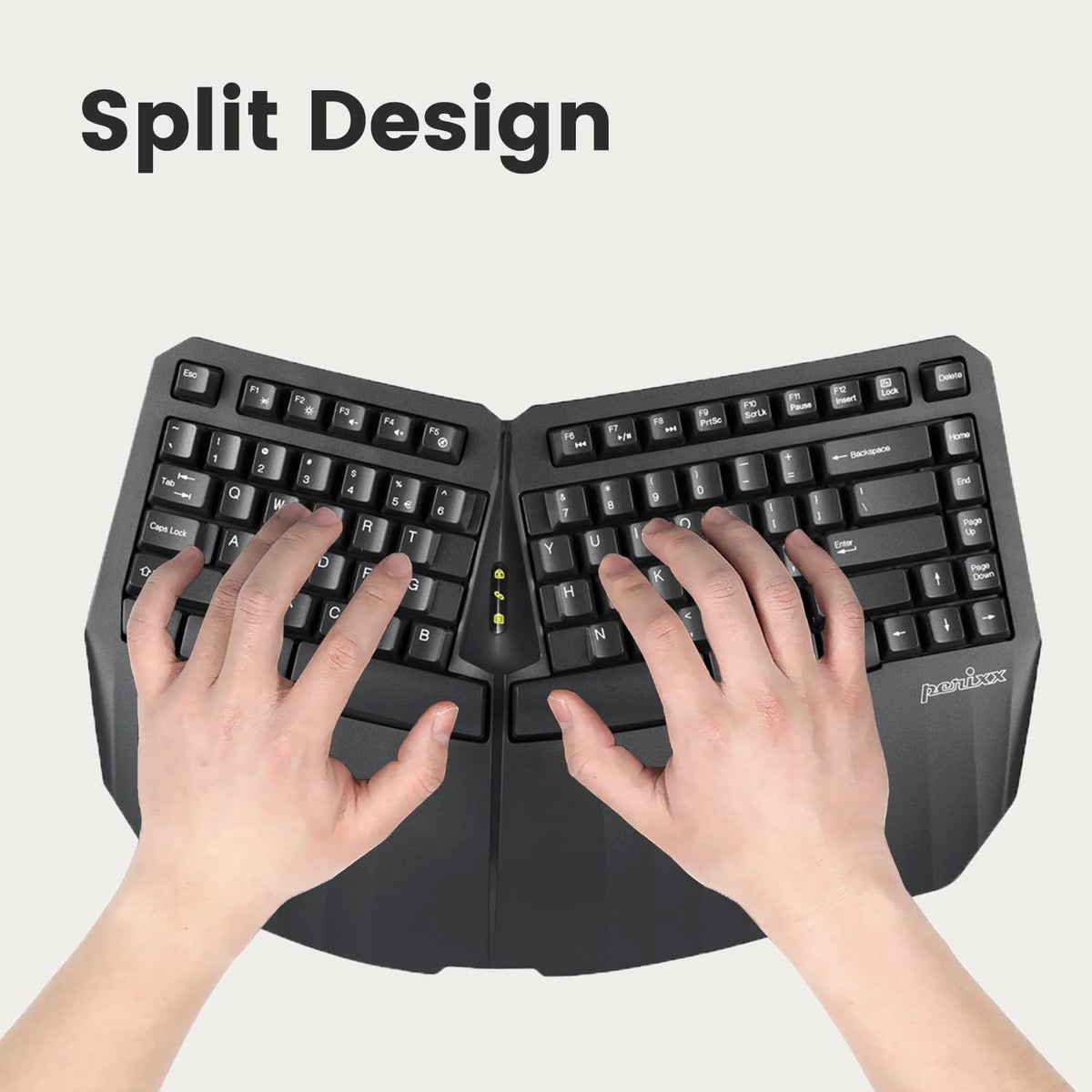 Perixx PERIDUO-813B US, Wireless Ergonomic Compact Keyboard and Vertical Mouse - Multi-Device - Black - US English