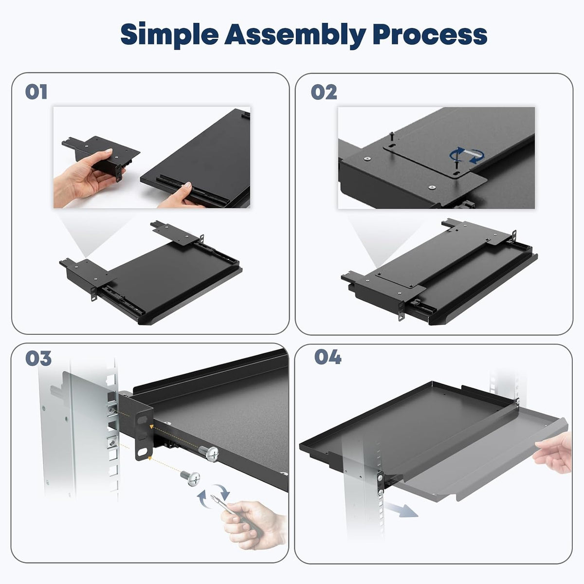 1U Rack Mount Keyboard Tray 9 1/4"-Deep
