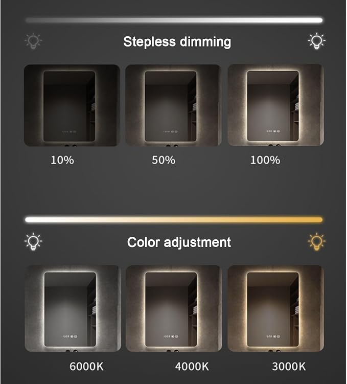 Bathroom Mirror with LED Lights，Bathroom Led Mirror ，Backlit Bathroom Mirror