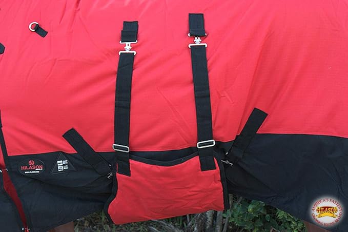 HILASON 1200D Winter Waterproof Poly Horse Turnout Blanket Belly Wrap Red | 75 in