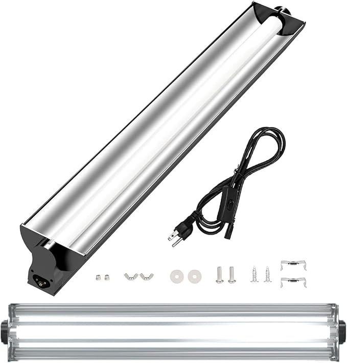 24W T5 UVB Reptile Light Fixture Combo Kit – 10.0 UVB Fluorescent Tube for Bearded Dragons, Lizards & Tortoises – UVA UVB Reptile Light, 22" Terrarium Hood (UVB 10.0-Desert, 22INCH-24W)