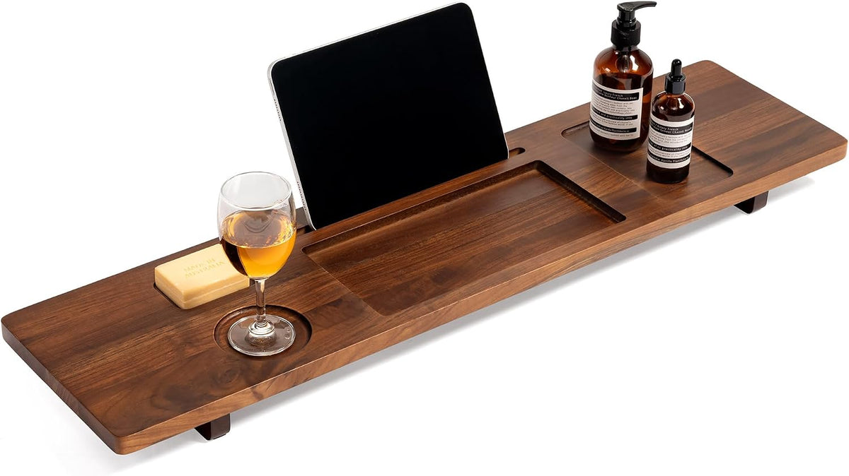 35 Inch Teak Bathtub Tray for Freestanding Tubs, Luxury Bath Caddy