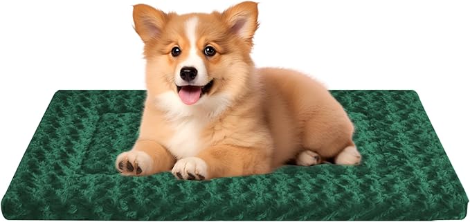 4 Pcs Washable Dog Bed Plush Orthopedic Outdoor Crate Mat with Non-Slip Bottom,Luxe Kennel Pad for Pets,Cozy Cage Cushion&Pet Sleeping Mattress Large Sized,Medium,Small Dogs,24 x 18 inch,Color Blend