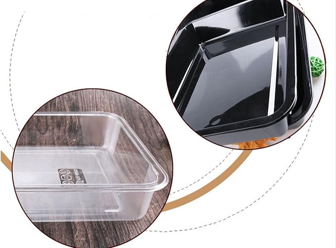 OMEM Reptile Drinking Tray - Large Water Dish Plastics Plate for Turtles, Small Reptiles, Ball Pythons, Lizards, and Snake Cages Bowl (L=32x25x5.5cm, White)