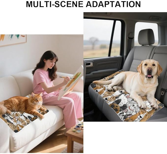 Cute Cartoon Dogs Puppy Bed for Small Dogs Dog Cage Mats Dog Car Seat Cushion Pad Washable Puppy Bed for Crate Washable Non-Slip Crate Kennel Mats Pillows Large Indoor Outdoor 36X24 Inch