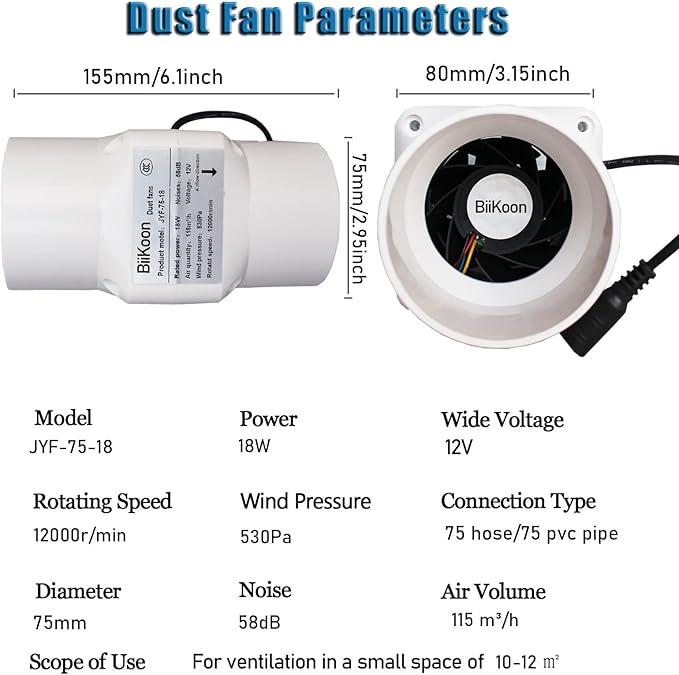 3 Inch Inline Fan 68 Cfm Exhaust Duct Fan