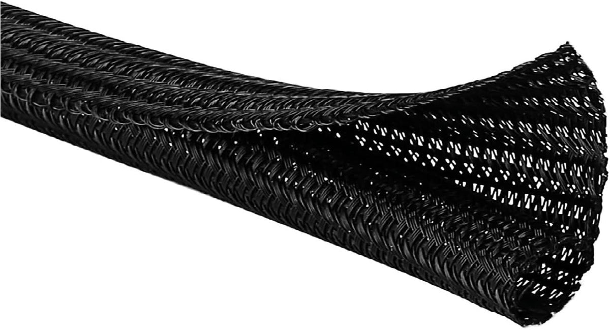 Kable Kontrol Braided Cable Sleeve Split Wrap 1/2" 150 Ft - Black