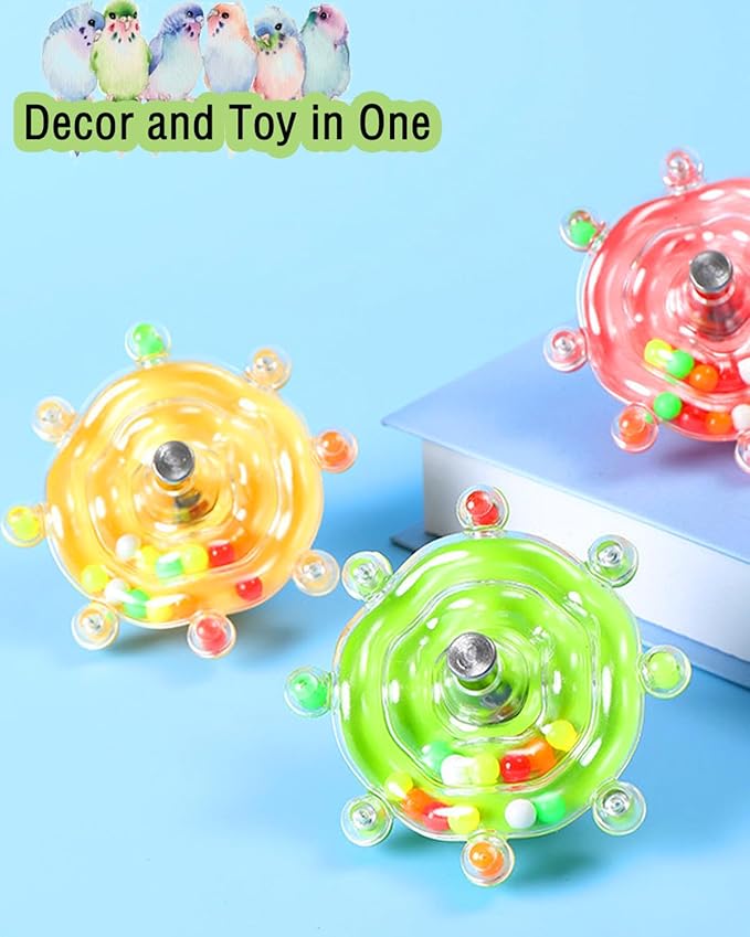 Bird Toys, 1PC Conure Rotating Wheel Toy Parrot Spinner Toys Parakeet Toys Bird Hanging Toys Bird Cage Accessories for Cockatiels Lovebirds Parrotlets Small-Medium Birds