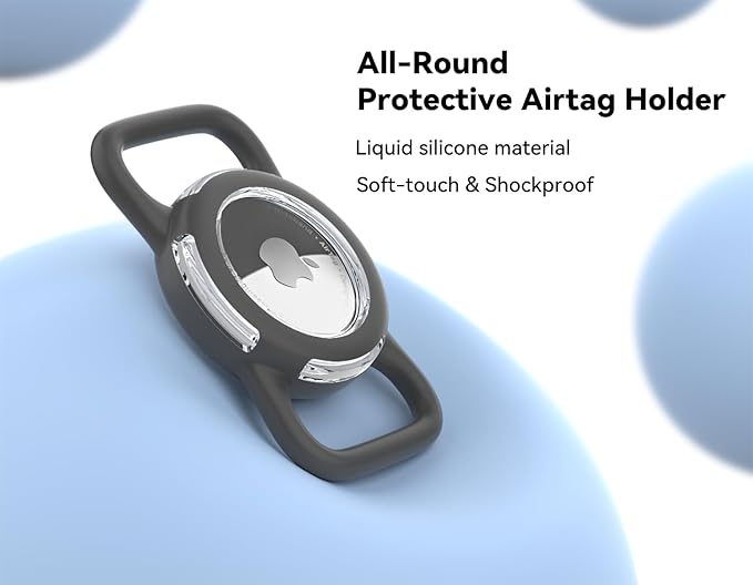 Waterproof Airtag Holder for Dog Collar, Soft Full-Body Protective Airtag Holder for Dog & Cat Collars, Ultra-Durable, Easy Installation, Lightweight Clear Airtag Case (Black, Regular)