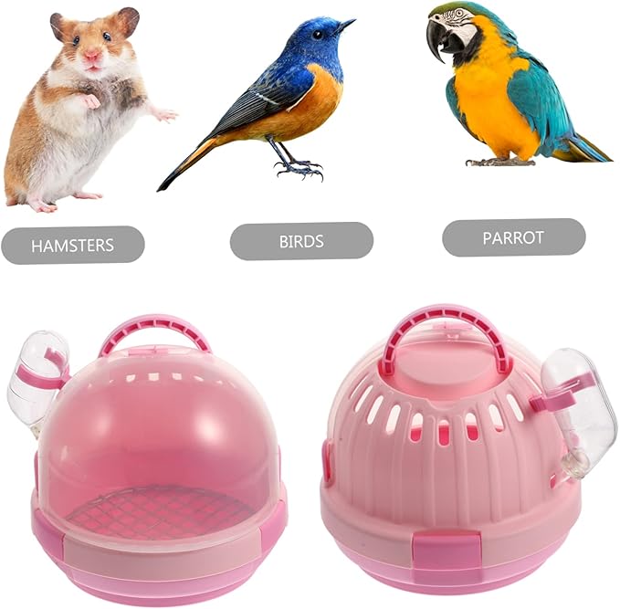HANABASS 1set Portable Bird Carrier Cage Handle Handheld Parrot Travel Cage for Small Birds Includes Galvanized Mesh Base for Outdoor Use and Care