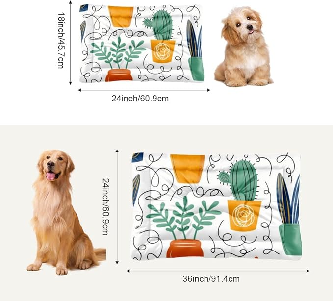 Houseplant Botanical Aesthetic Dog Beds and Furniture Cage Mat for Dog Crate Pet Pad Beds for Crates Washable Non-Slip Bed Small Crate Bed Washable Pet Mats Pillow Indoor Outdoor 36X24 Inch