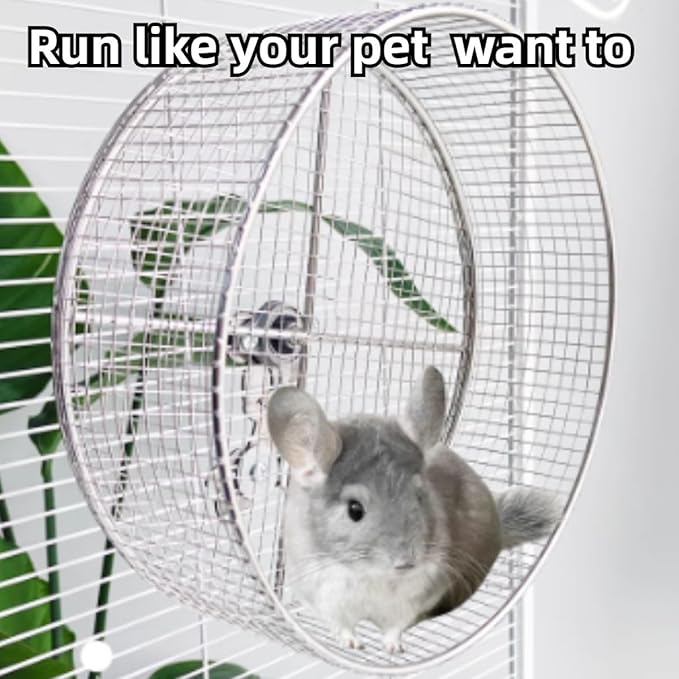 Large Stainless Steel 11.81''L x 3.94''W x 11.81''H Silent Running Wheel for Chinchilla, Toys for Cage, Super Mute Spinner Exercise Running Wheel for Gerbils, Rat, Mice