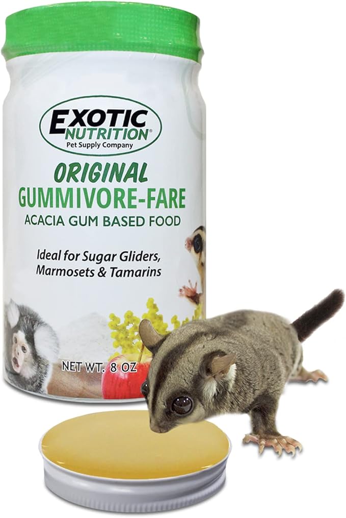 Gummivore-Fare Combo (Original + Fruit) - Healthy All Natural Native Food Treat Sugar Gliders, Marmosets, Tamarins, and other Gum-Feeding Mammals - 8 oz. Jar - Acacia Gum-Based Supplement