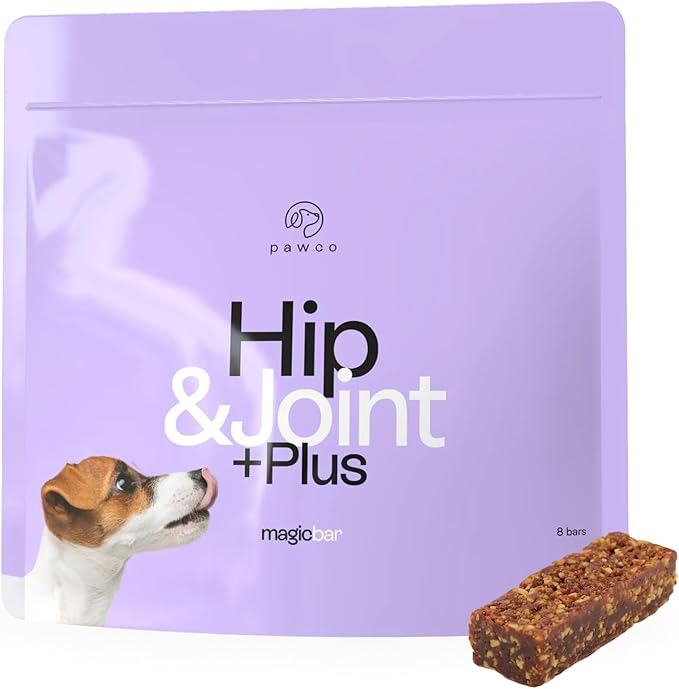 Pawco Magic Bar Hip & Joint Treat – High Protein Peanut Butter Dog Biscuit – 8-Pack – Healthy Snack Made with Natural Ingredients: Peanut Butter, Pumpkin, Sweet Potato, and Apples