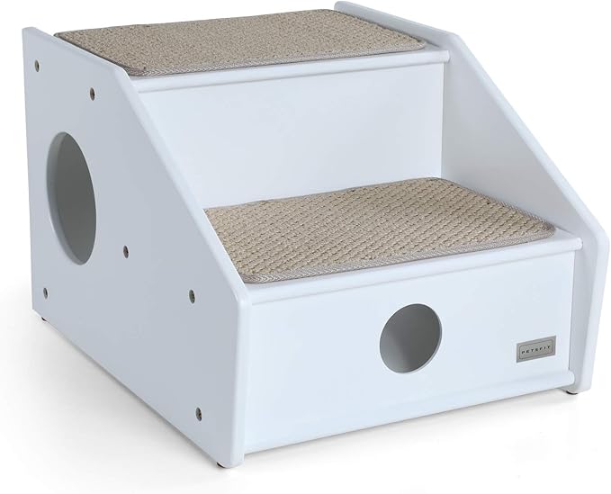 Petsfit 2-Steps Dog Stairs, Non-Slip cat Window Perch, White(21x17x14 inch)