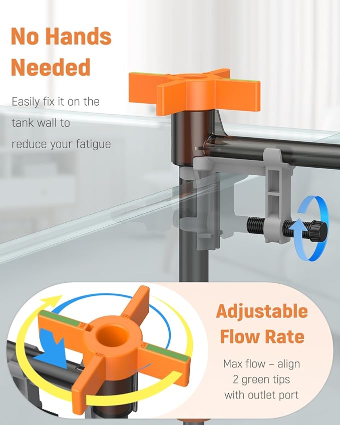 Pawfly 3-in-1 Aquarium Water Changer, Gravel Cleaner & Tank Brush – Fish Tank Cleaner with Adjustable Flow, Extendable 11–16in Tubing & 3.75ft Hose for Sand Washing, Water Changing and Maintenance