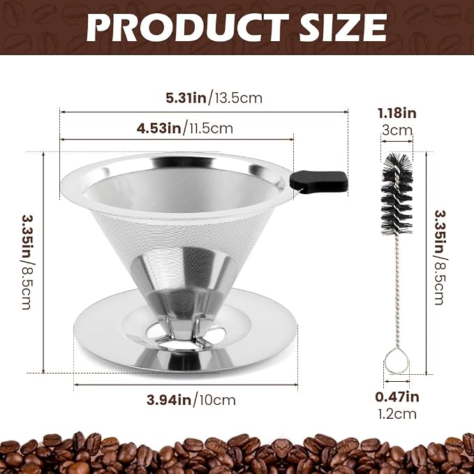 Pour Over Coffee Dripper Paperless Reusable Coffee Filter Pour Over Coffee