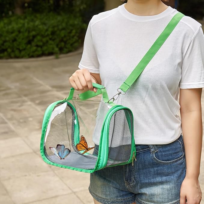 Portable Small Pet Carrier Bag – Travel Bird Cage for Parrots, Parakeets, Cockatiels, Hamsters, Lizard and Vet Visit with Shoulder Straps & Side Access (Excludes tray and stand, Green, 10.2*7.5*7.6in)