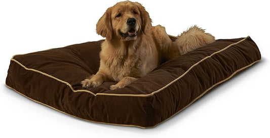 South Pine Porch Buddy Reversible Rectangle Pillow Style Microfiber Dog Bed with Removable, Machine-Washable Cover, Cocoa, Large (48 in. x 36 in.)