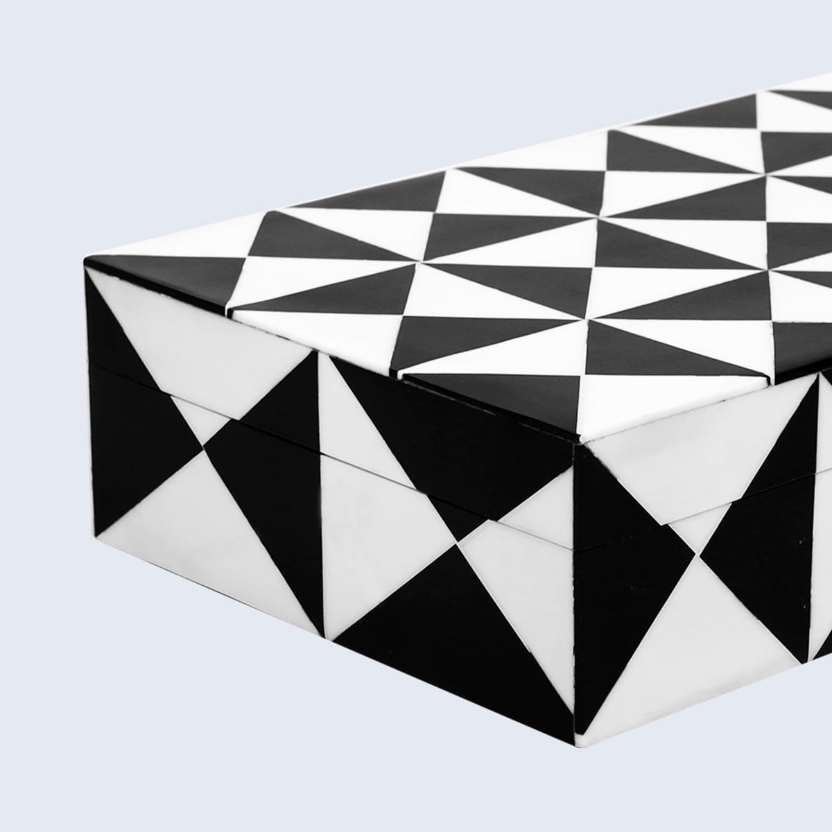 Handicrafts Home Decorative Storage Box with Lid, Black and White Decorative Remote Holder Box, Coffee Table Storage Box for Living Room, Console Table & Shelf Decor, Triangle - 10 x 6 x 2.5