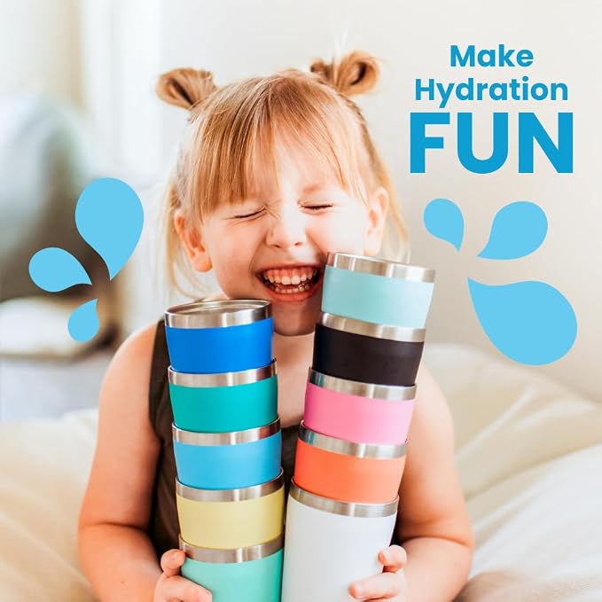 CUPKIN Toddler Tumblers, The Original 12 oz Stackable Stainless Steel Cups