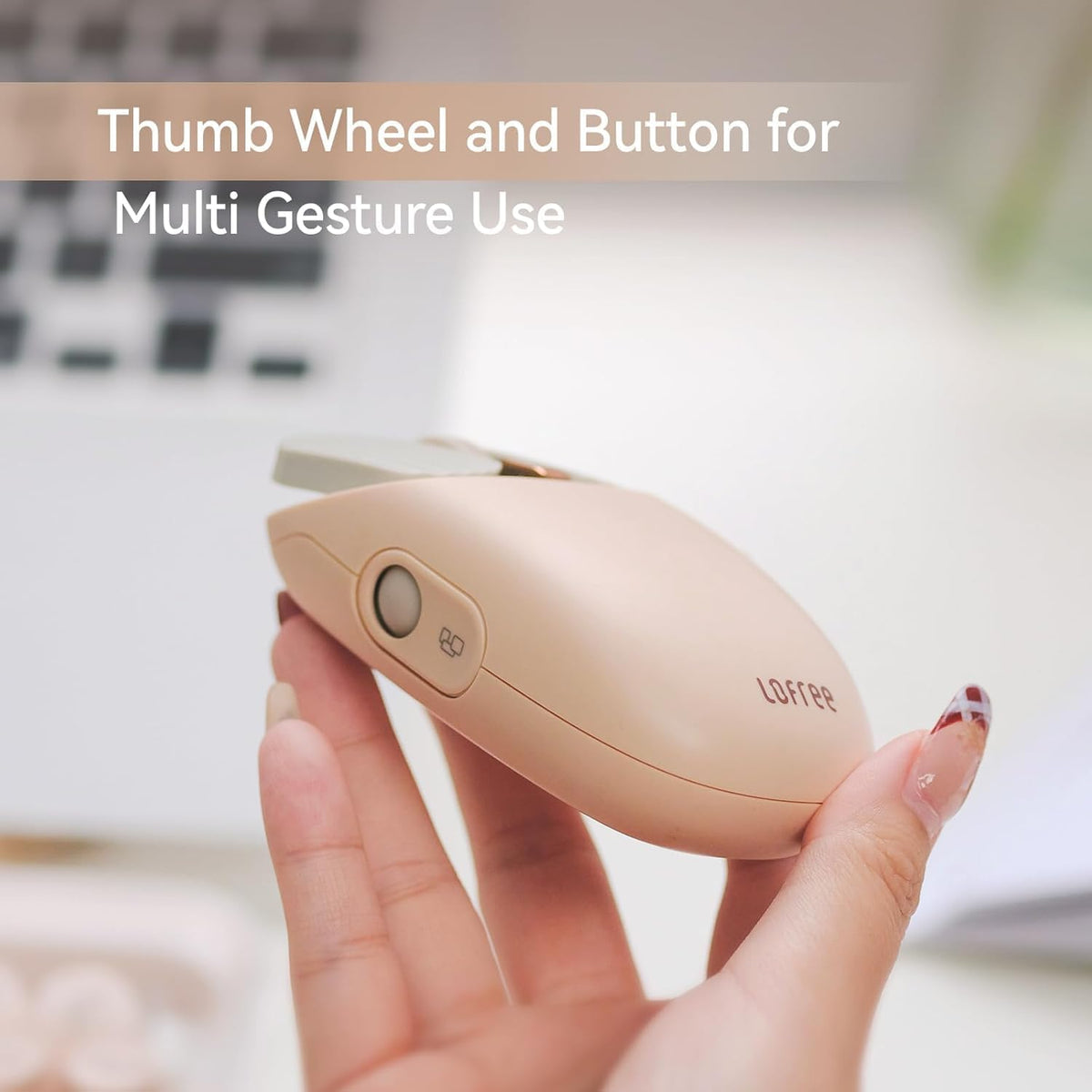 LOFREE Wavy Chips Dual-Mode Wireless Mouse with 5 Adjustable DPI Levels Compatible with Windows, MacOS, iOS, Android (Milk Tea)