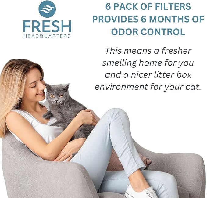 6-Pack Activated Carbon Cat Litter Box Filter Replacement