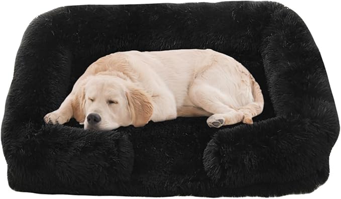 Dog Beds Large Sized dog Orthopedic, Sofa Dog Bed with Waterproof Lining and Nonskid Bottom, Rectangle Washable Dog Bed for Medium Small Dogs and Cats Comfortable ( Color : Black , Size : 23 x 18" )