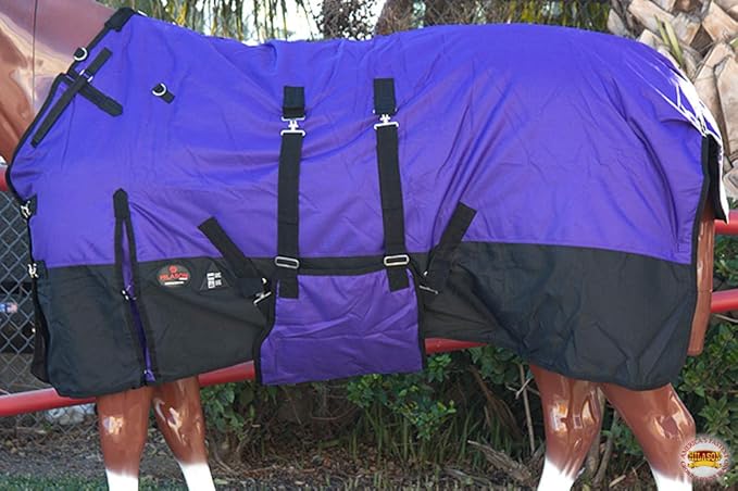HILASON 1200D Winter Waterproof Poly Horse Turnout Blanket Belly Wrap Purple | 81 in
