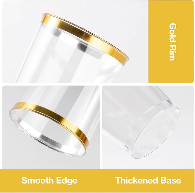 Goodluck 50PCS 12oz Gold Plastic Cups