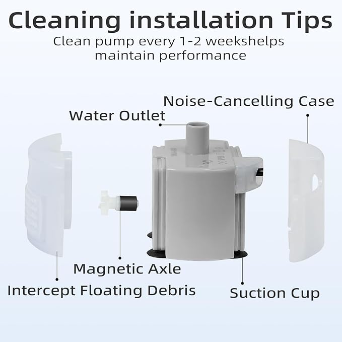 Glass Cat and Dog Water Fountain 90oz/2.7L, SMA-800 Ultra-Quiet Replacement Pump - Safe and Easy to Clean with Low Voltage DC 5V and USB Cable (Pump+2 Black Filter Cottons)