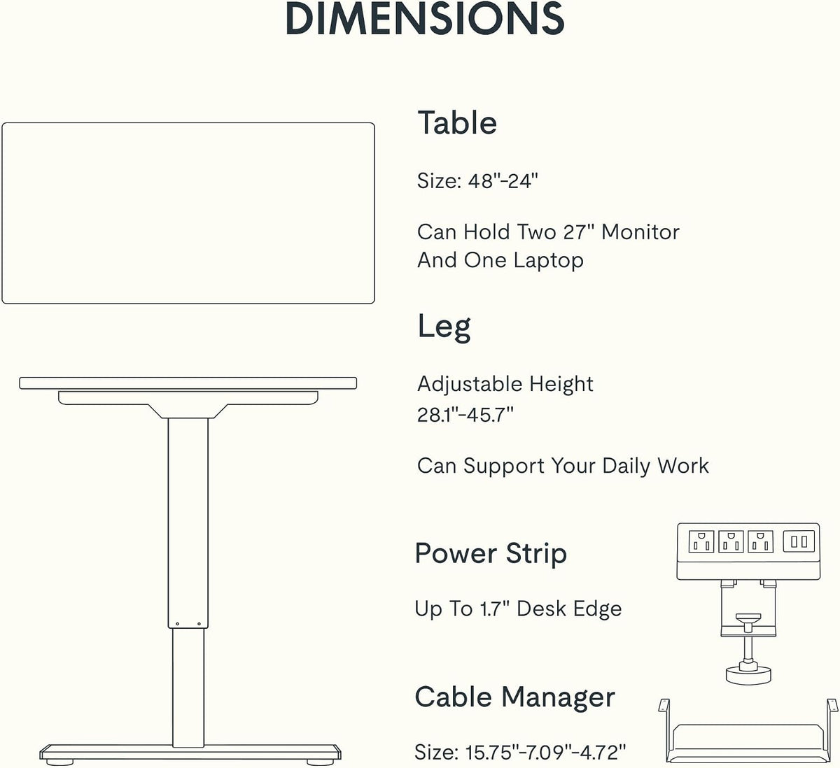 FLEXISPOT EN2 60"x24" Standing Desk with Power Strip Bundle