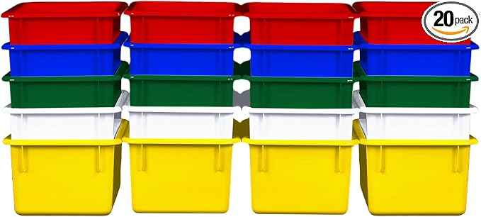 Wood Designs Cubby Storage Bin, Heavy Duty Plastic Containers