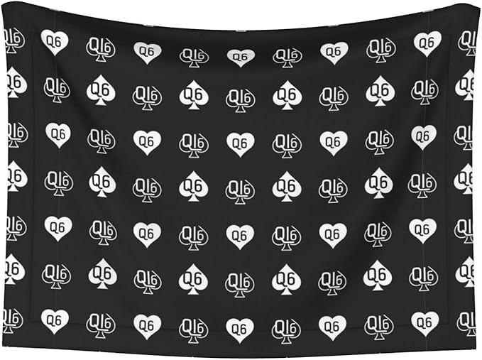 Dog and Cat Blanket in One, Golden Queen of Spades Printed Black, Double Sided Plush Throw with Raised Dot Pattern on One Side and Flat Velvet on Other for Variety