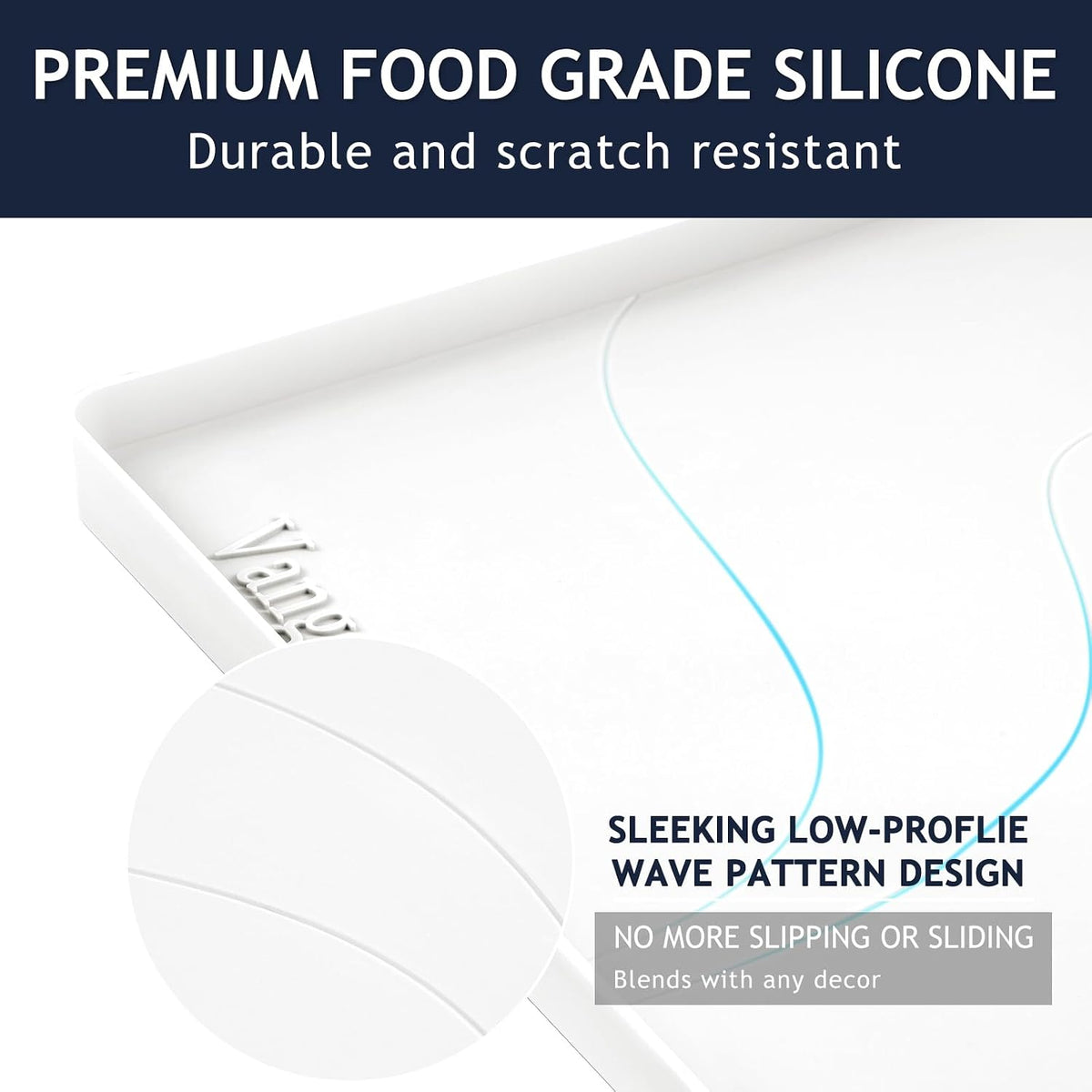 Heavy Duty Silicone Under Sink Mats for Kitchen Waterproof 40" x 19", Extra Thick Under Sink Rubber Mat Drip Tray, Raised Edge Under Sink Liner,Prevent Drips, Leaks, Spills,White