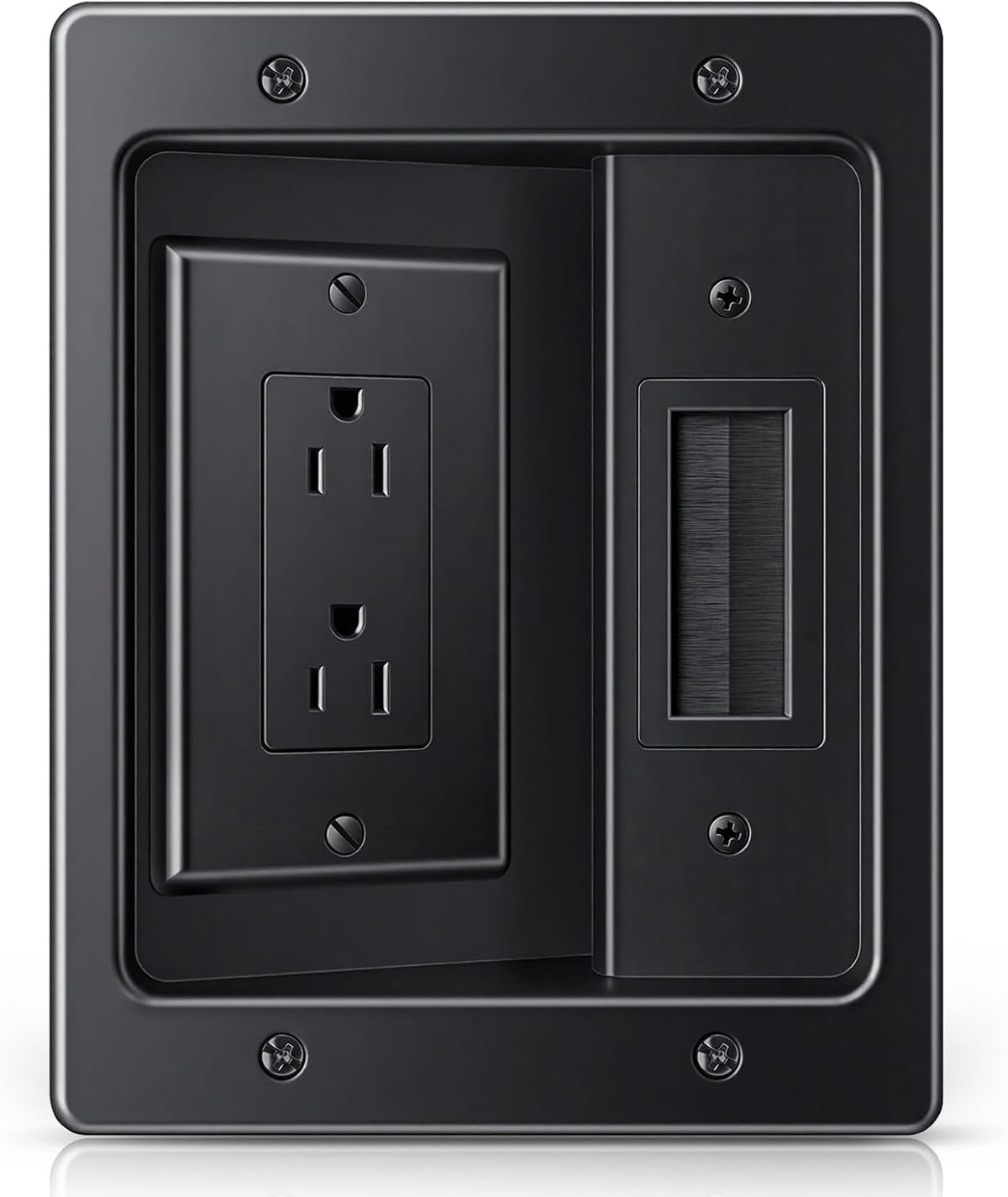 ZEXMTE in Wall Cable Management Kit, Wall Cable Concealer Kit for TV, Recessed Outlet for Low Voltage Cables, Cord Hider Fits All Plugs for Wall Mounted TV & Cable Pass Through, Black